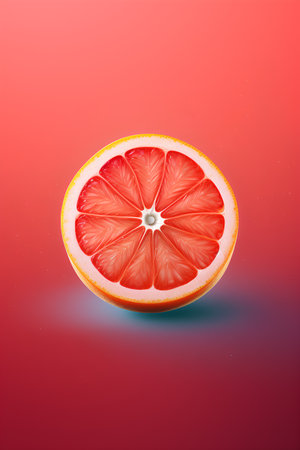 Sliced grapefruit on a red background. Vector illustration.の素材