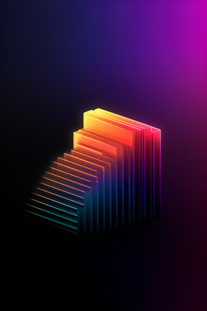 3d isometric colorful bars on dark background. Vector illustration.の素材