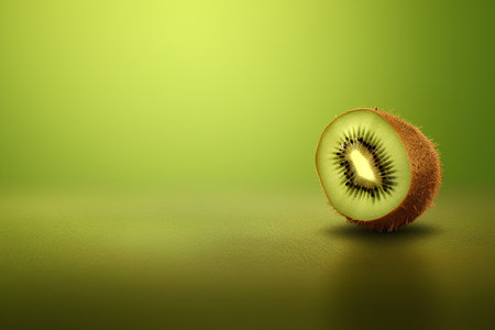 Kiwi fruit on a green background. 3d illustration.の素材