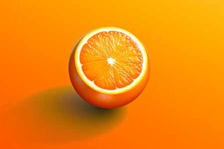 Orange fruit slice isolated on orange background. Realistic vector illustration.の素材