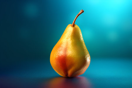 pear on a blue background. 3d rendering, 3d illustration.の素材