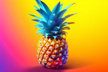 Pineapple on a colorful background. 3d illustration. EPS 10の素材