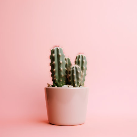 Cactus in a pot on a pink background. Minimal style.の素材