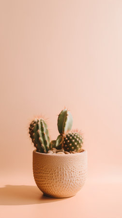 cactus in pot on color background with copy space, minimal conceptの素材