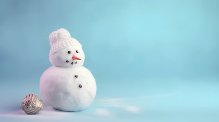 Snowman on a blue background. Christmas and New Year concept.の素材