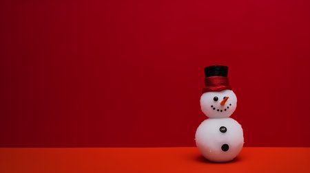 Snowman on a red background. Christmas and New Year concept.の素材