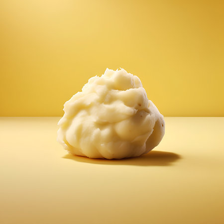 Mashed potatoes on a yellow background. 3d render illustration.の素材