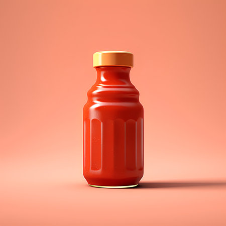 Tomato Sauce Bottle Mockup - 3D Rendered Illustrationの素材
