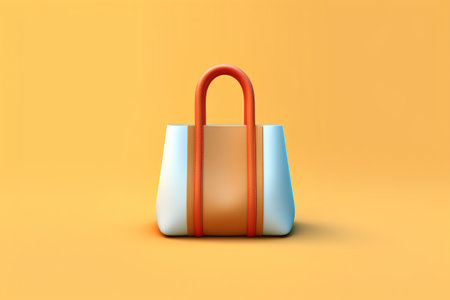 3d illustration of a white leather handbag on a yellow backgroundの素材
