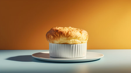 Creamy croissant on a plate. 3d renderingの素材