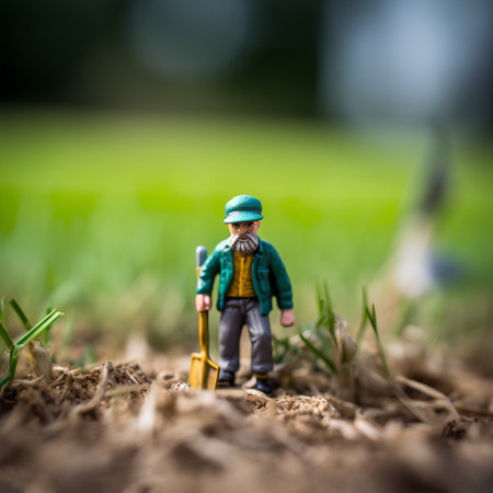 Miniature people : Farmer working on the field, Agriculture and farming concept.の素材