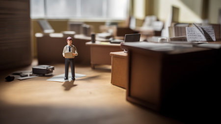 Miniature people: Businessman standing in the office. Image use for business concept.の素材