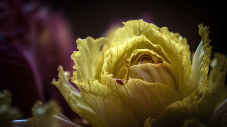 Close up of yellow decorative cabbage. Selective focus. Toned.の素材