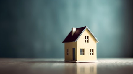 House model on wooden table. Real estate concept. Selective focus.の素材