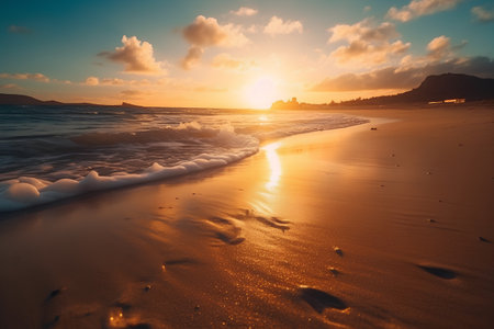 Sunset over the sea. Sunset on the beach. Beautiful landscape.の素材