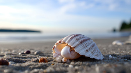 Seashells on the beach. Selective focus. Nature.の素材