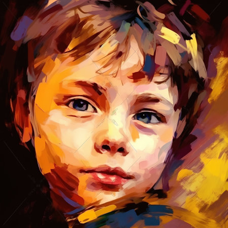 artistic portrait of a beautiful girl with painted face. Vector illustrationの素材