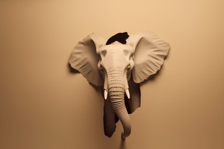 Elephant head on a brown background with copy space for text.の素材