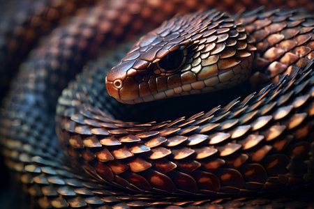 Close-up of a snake's head, macro shot, backgroundの素材