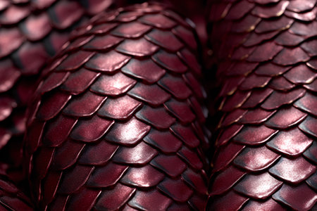 Close up of red snake skin texture for background. 3d renderingの素材