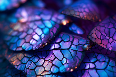 Macro close-up of a blue and purple fractal backgroundの素材