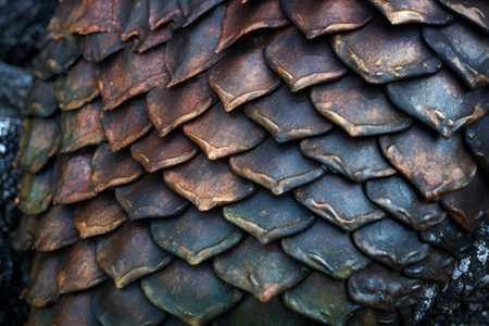 Close-up of the skin of a dragon. Textured background.の素材