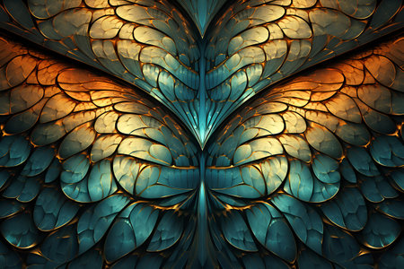 3D render of plastic background with embossed abstract fractal on leatherの素材