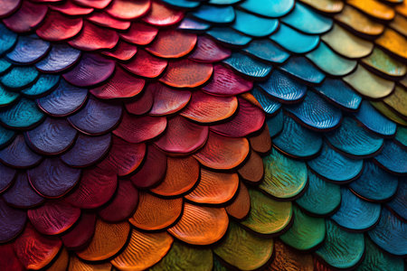 Colorful background of dragon skin texture. Close up. Macro.の素材