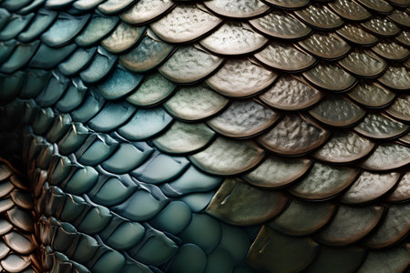 Close-up of snake skin texture, animal skin pattern background.の素材