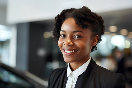 Portrait of a smiling african american businesswoman at officeの素材