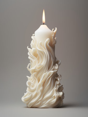 Candle with white cream on a gray background. 3d renderingの素材
