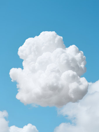 White fluffy clouds in the blue sky on a sunny day. 3d illustrationの素材