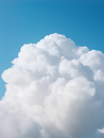 White fluffy clouds in the blue sky. 3d rendering. Illustration.の素材