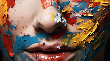 Close-up portrait of a beautiful young woman with creative make-up.の素材