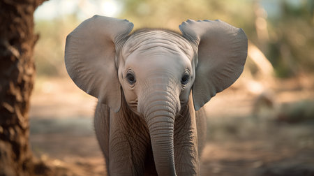 Baby elephant in Kruger National Park, South Africa; Specie Loxodonta africana family of Elephantidaeの素材