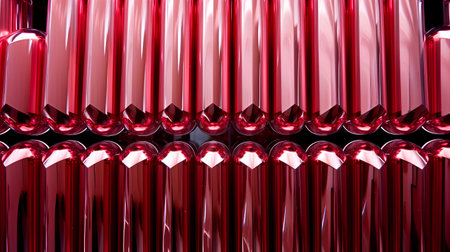 3d rendering of a group of red glass tubes in a rowの素材