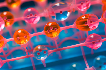 3d render of molecule structure. Abstract background. Science concept.の素材