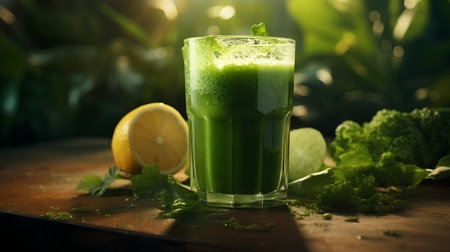 Healthy green smoothie with celery, apple and lemon.の素材
