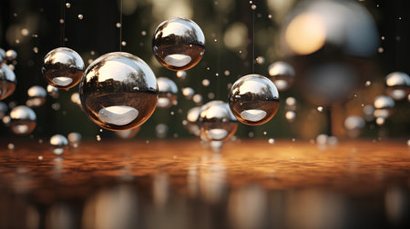 3d rendering of water drops falling on the floor in the parkの素材