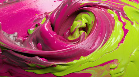abstract background of pink and green paint splashes on a white backgroundの素材