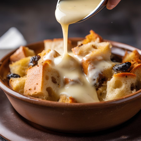 Bread with raisins and sour cream. Selective focus.の素材