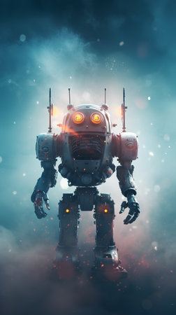 Futuristic robot. Artificial intelligence concept. 3D Renderingの素材