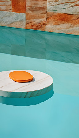 3d rendering of podium for product presentation. Abstract minimal scene with geometrical forms.の素材