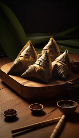 Rice dumplings, zongzi or rice dumplingの素材