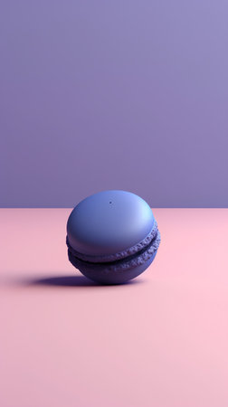 Blue macaroon on a pink background. 3d rendering.の素材