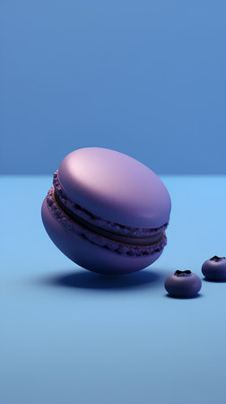 3d rendering of a macaroon on a blue background.の素材