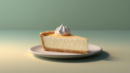 Piece of cheesecake with cream on a plate. 3d renderingの素材