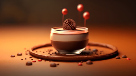 3d illustration of a cup of coffee with chocolate and marshmallowの素材