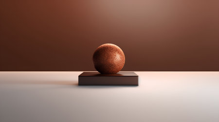 3d render of a golden egg on a black pedestal.の素材