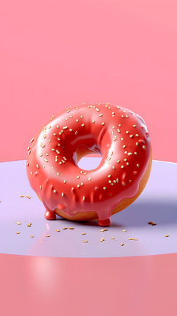 Donut with glaze on a pink background. 3d renderingの素材